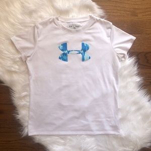 White and Blue Under Armour Shirt